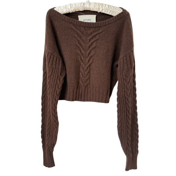 Attire The Studio Brown Boat Neck Sweater Crop — image 3 of 8